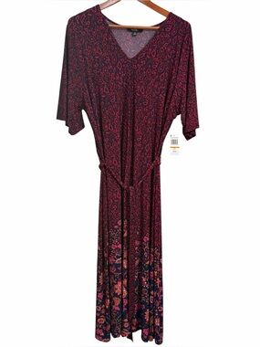 MSK Women’s Maeve Burgundy & Navy Floral Maxi Dress